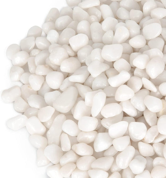 GASPRO 5lb Pebbles for Indoor Plants, Vases, Succulent, 3/8" Small Decorative White Rocks, High Polished