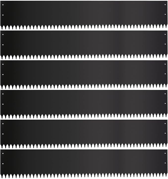 Steel Landscape Edging Kit, Upgraded Style 8.4H x 40L inches, 6 Pieces, Galvanized Steel, 20ft Total, Hammer-in, Black