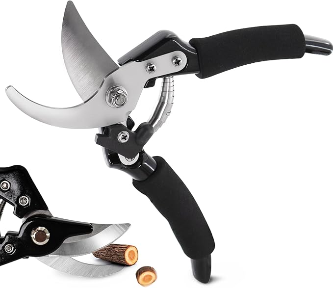 Bypass Pruning Shears Garden Clippers, Gardening Scissors with Sharp, Rust Resistant Steel Blade