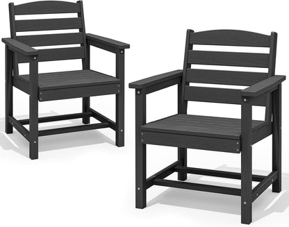SERWALL Patio Dining Chair Set of 2, Black
