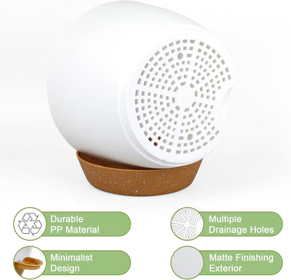 10/9/8 inch Medium Self Watering Pots, Planter, Plant Pots with Mesh Drainage Holes for Indoor Outdoor Garden Plants, Plastic Flower Pots with Removable Deep Reservoir, White with Brown