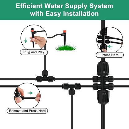 Complete 234FT Drip Irrigation System with 87 Quick Connectors - Automatic Sprinkler Kit for Lawn, Raised Bed, Greenhouse & Plant Watering. Includes 1/4'' Tubing, Drip Emitters, & Connectors