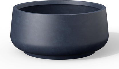 Kante 16.1" Dia Round Curvy Concrete Planter, Large Plant Pots with Drainage Hole and Rubber Plug for Indoor Outdoor Plants, Flower Pot for Home Garden Patio Porch, Charcoal