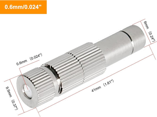20pcs Brass Mister Nozzles, 6mm Misting Nozzles for Outdoor Cooling System, Landscaping, Air Humidification, Greenhouse Irrigation (with Filter, 0.024"/0.6mm Orifice)