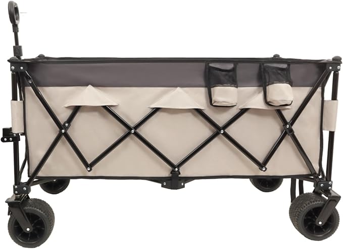 51-inch Extended Heavy-Duty Garden Cart for Camping & Sports, Shopping, Foldable Utility Wagon - 480lbs Capacity with 7" All-Terrain Wheels and Adjustable Handle