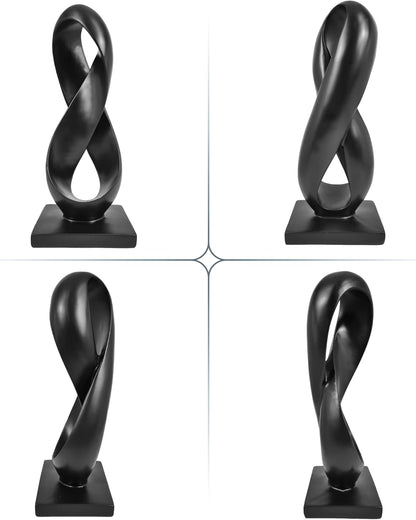 Black Abstract Sculpture Modern Statue for Shelf Desktop Mantel Number Eight Knot Minimalist Decoration