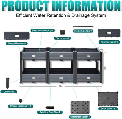 Indoor & Outdoor 2-Tier Stackable Garden Bed – Drainage Planter Box, Thickened for Enhanced Load-Bearing, Great for Veggies, Herbs, Flowers & Entryway Decor(Triple Row)