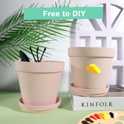 vensovo 6 Inch Pink Terracotta & Clay Pots for Plant with Saucer - 4 Pack Medium Terra Cotta Planter with Drainage Hole, Flowerpot for Indoor Outdoor Plants, Crafts, Wedding Favor