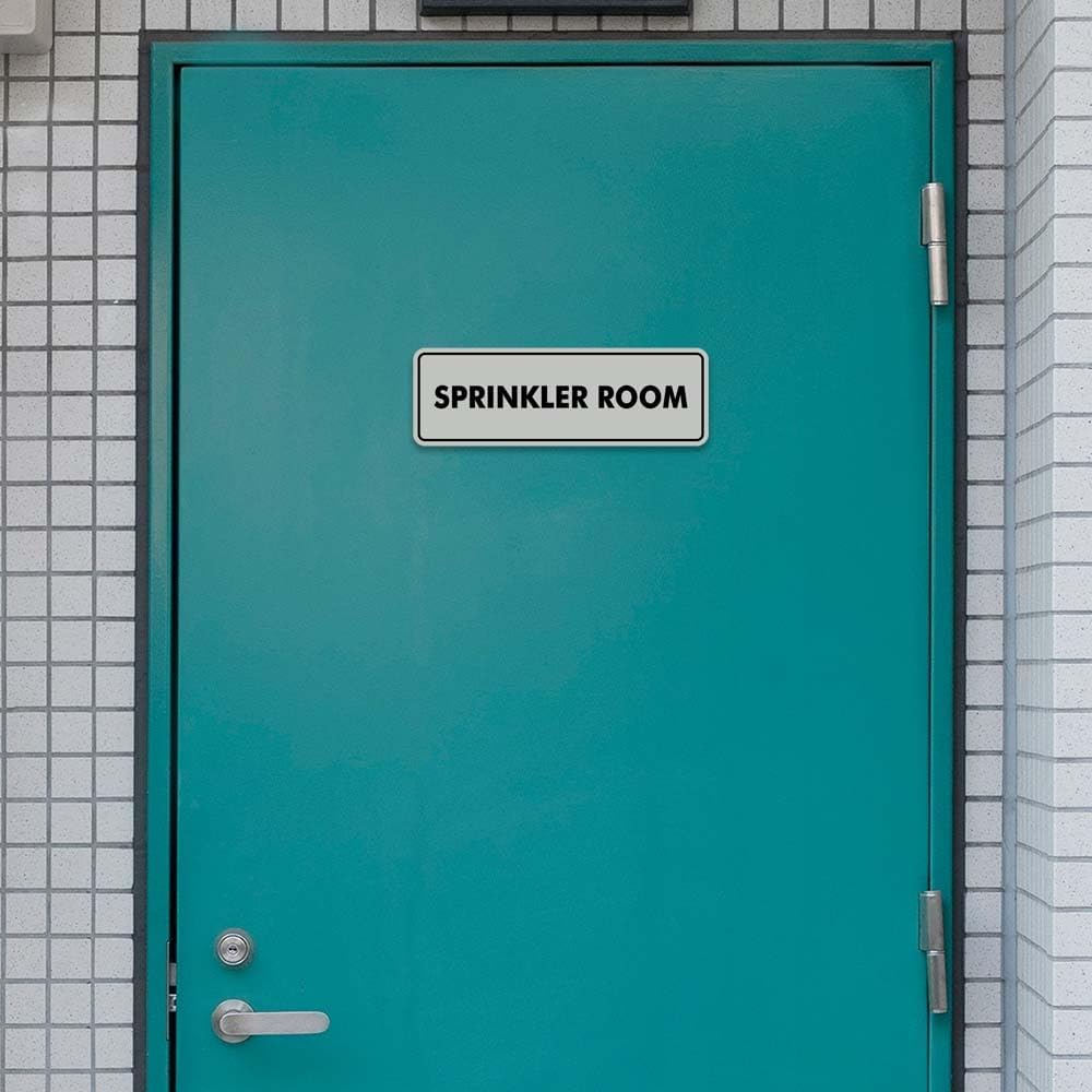 Signs ByLITA Standard Sprinkler Room Sign (Black/Silver) - Medium 2 Pack