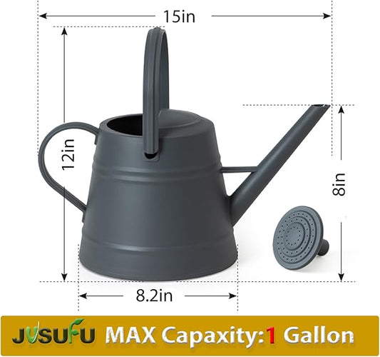 1 Gallon Watering Can for Plants, Watering Cans for Indoor&Outdoor Gardening, Water Can with Ergonomic Movable Handle (Dark Grey)