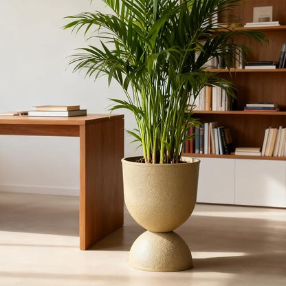 Lookat Modern Hourglass Planter, Indoor Decorative Plastic Plant Container, Textured Metal Look, Contemporary Home Garden Pot (GLOD, CUP001)