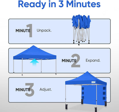 Quictent 10x10 Heavy Duty Pop Up Canopy Tent- Easy up Outdoor Commercial Canopies, Waterproof, 11ft Interior Height, Easy Setup, Includes Sand Weight Bags and Wheeled Carry Bag