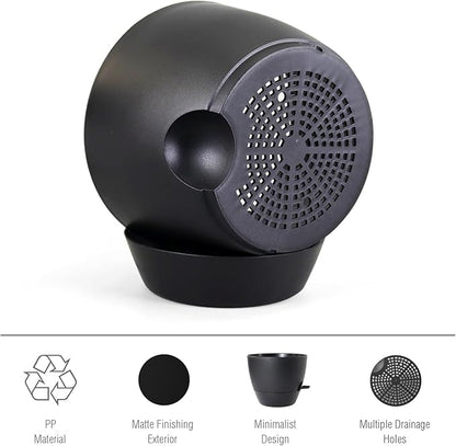 12 inch Large Self Watering Pots for Indoor Outdoor Plants, Flower Plant Pots with Mesh Drainage Holes for Garden House, Plastic Planters with Reservoir for Home Decor, Black