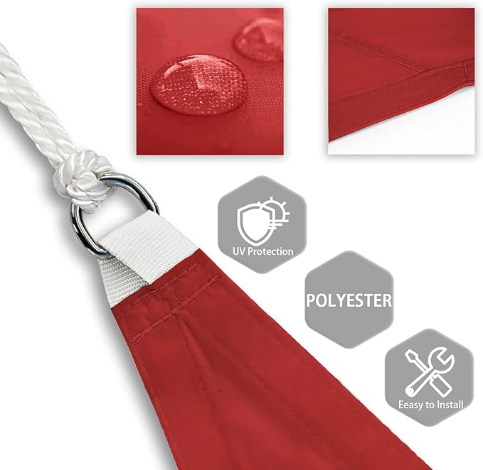 Patio Paradise 21' x 21' Sun Shade Sail Waterproof Red Rectangle Shade Canopy UV Block Tarp Cloth Outdoor Patio Cover for Garden Backyard Deck Awning