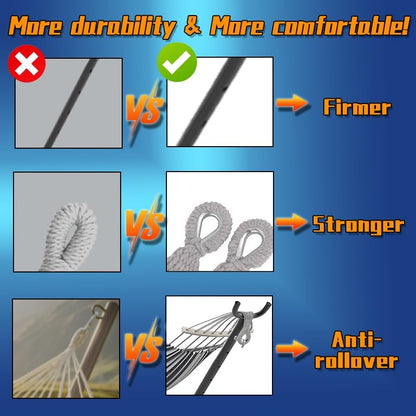 Double Hammock, Heavy Duty Portable, 500 lb Weight Capacity, Perfect for Both Indoors and Outdoors, 2 Person Hammock with Carrying Bag, Black White