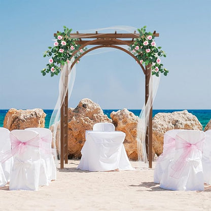 Wooden Wedding Arch, Wooden Pergola, Photo Booth Backdrop Stand, Garden Trellis Archway for Weddings, Parties, Indoor, Outdoor, Backdrops Decorations (63" L x 24" W x 85" H)