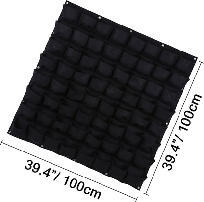 Ogrmar 64 Pockets Vertical Wall Garden Planter Plant Grow Bag for Flower Vegetable for Indoor/Outdoor (64 Pockets, Black)