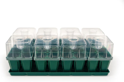 Vego garden Seedling Suite Products, 8 Pack Jumbo Seedling Trays with Seedling Tray Lids and 10" x 20" Bottom Watering Trays