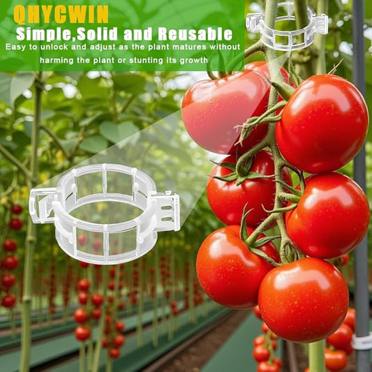 400 Pcs Plant Support Clips, 2 Types in 1 Pack, Plastic Garden Clips for Tomato, Grape, Cucumber, Vine Plants, Reusable Plant Clips for Climbing Plants (Green White)