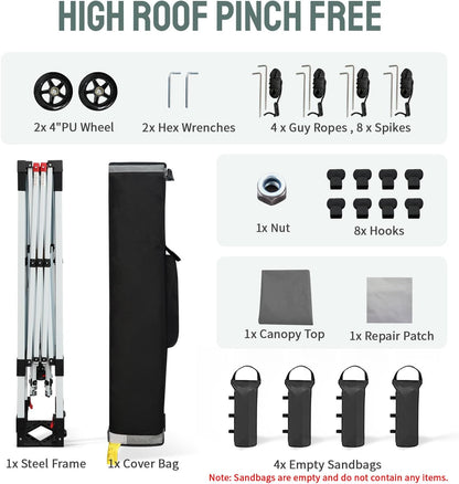 CROWN SHADES 10x10 Heavy Duty Canopy - Premium Pop Up Canopy Tent - Extra Sun Shade Protection with 400D Strength Oxford Fabric - Great for Trade Shows, Events, Tailgates & Commercial Use, Gray