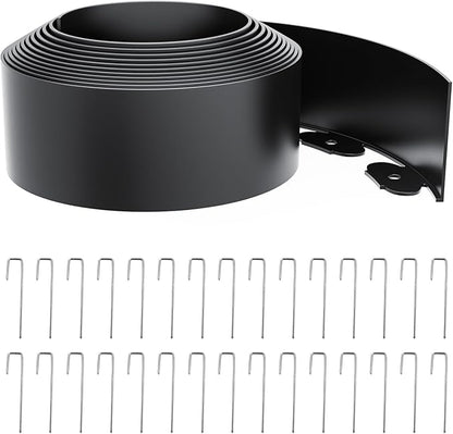 Landscape Edging 4 Inch Tall 20FT with 30Pcs Metal Spikes, Plastic Garden Edging Border Landscape Edging Border Lawn Edging for Landscaping, Flower Bed, Yard