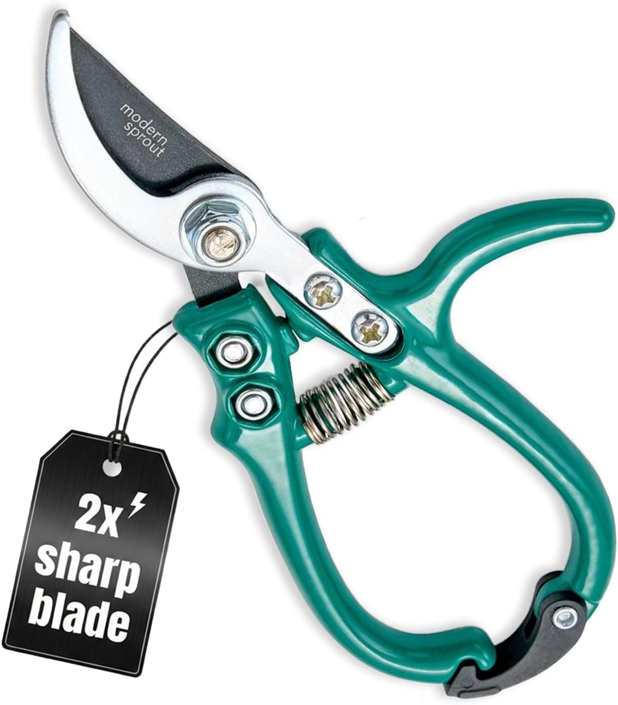 Modern Sprout Hand Pruners - Lightweight Pruning Shears W/Easy Lock- Gardening Scissors - Bypass Sharp Carbon Steel Blade - Rust Resistant - Garden Tools - Reusable Holster - Ocean
