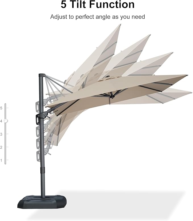 PURPLE LEAF 8' X 8' Left-right Tilting Patio Umbrella Outdoor Cantilever Swivel Square Umbrella Aluminum Offset Umbrella with 360-degree Rotation for Garden Deck Pool Patio Beige