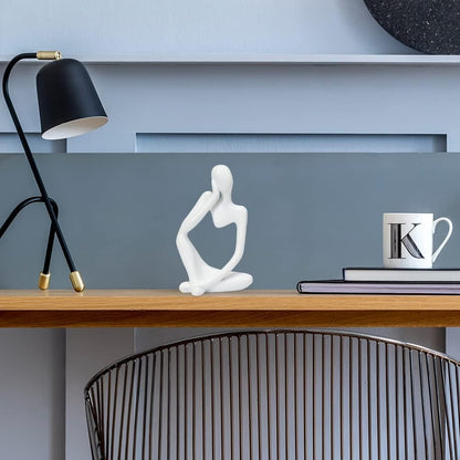 INNOLITES Resin Statue Thinker Style Decoration Abstract Sculptures Collectible Figurines for Home Decor Modern Office Shelf Desktop（White Left）