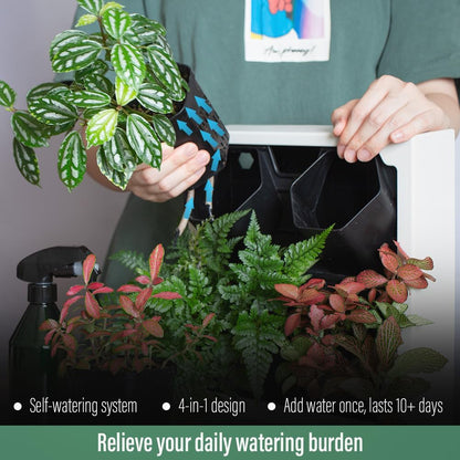 Self Watering Wall Planter with 4 Pots - Easy to Create Indoor Living Wall for Home, Office and Shop Front - Includes Water Gauge (White)