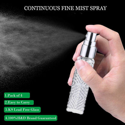 H&D HYALINE & DORA Vintage Refillable Perfume Bottles Glass Empty Spray Bottle Wedding Gifts Car Decor Set of 4