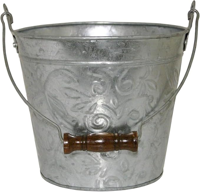 Headwind Vintage Collection - Floral Galvanized Planter with Handles – 8 Inch Medium Flower Pots Decorative Plant Indoor – Plant Pots Indoor with Drainage by Robert Allen