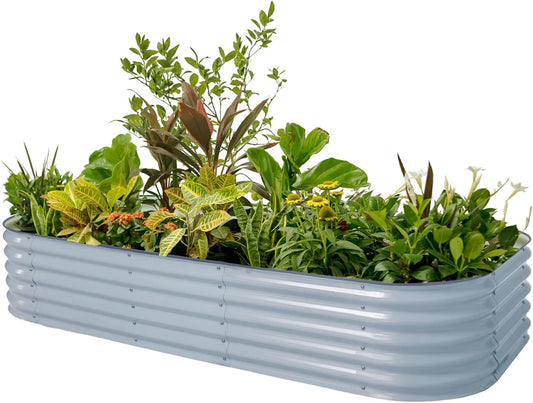 Vego garden Raised Garden Bed Kit, 17" Tall 10 in 1 Modular, Metal Planter Box for Vegetables, Flowers, Herbs, Sky Blue