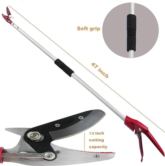 4 Feet Cut and Hold Tree Pruner, Rotation Pole Tree Trimming, Long Reach Fruit Picker, Branches Bypass Lopper