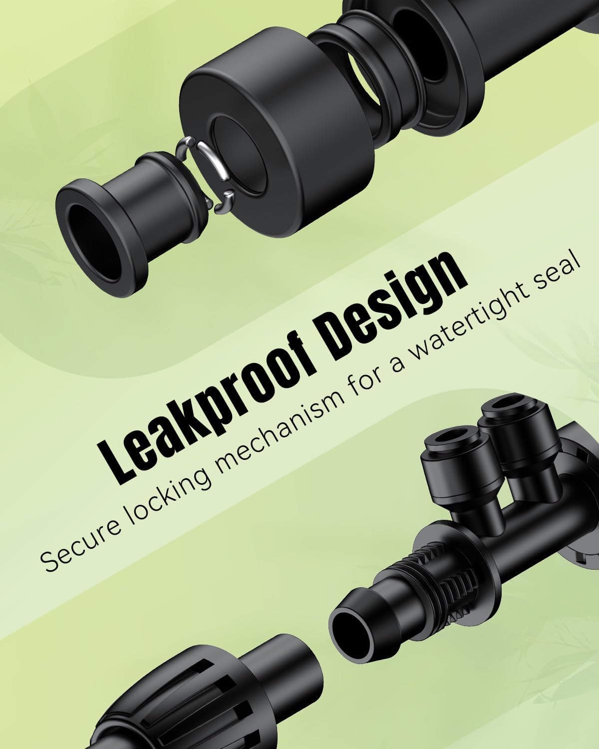 Pawfly 12 Pcs 1/2'' to 1/4'' Drip Irrigation Fittings, 4-Way Barbed Tee Quick Connectors with Anti-Drop Locked Nuts, Push-to-Fit Drip Irrigation Parts for Garden Lawn, Anti-Leak Reducing Tees