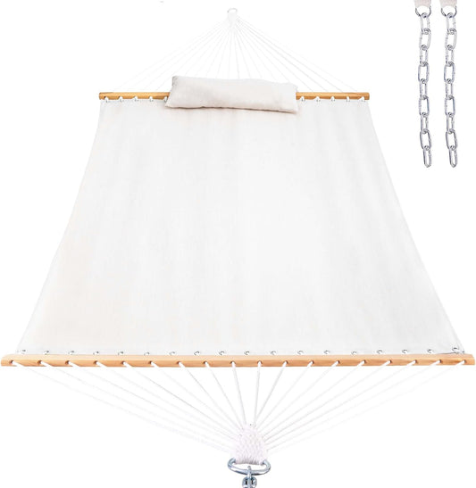 Lazy Daze 12 FT Sunbrella Fabric Hammock not Fading with Spreader Bars and Free Pillow Fits for Two Persons, All Weather and Fade Resistant for Patio Yard, 450 lbs Weight Capacity,Cast Pumice