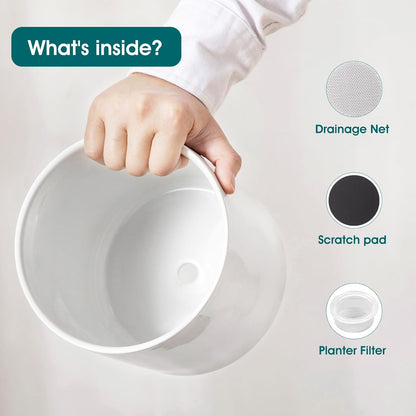 vancasso Ceramic Plant Pots, 4.25+5.25+6.25 Inch Planter Pot with Drainage Hole, Flower Pots for Indoor Outdoor Plants, Set of 3, White