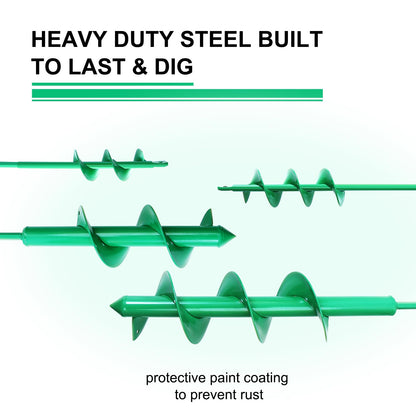 Garden Auger Drill Bit for Planting Set of 2,Soil Ground Earth Spiral Drill Bit for 3/8" Hex Drive Drill, Yard Auger for Bulbs Planting, Hole Digger Flowers,Umbrella Holes,Bedding Digging Planter