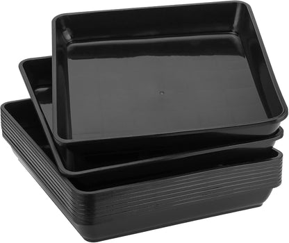 JOIKIT 10 PCS 11 x 11 Inch Square Plant Saucer, Plastic Plant Saucer Drip Tray, Square Flower Pot Tray for Indoors and Outdoor Plant Pots, 1.5 Inch Deep, Black