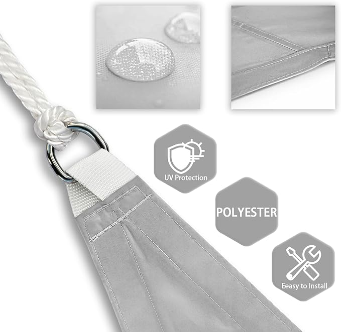 Patio Paradise 6' x 20' Sun Shade Sail Waterproof Gray Rectangle Shade Canopy UV Block Tarp Cloth Outdoor Patio Cover for Garden Backyard Deck Awning