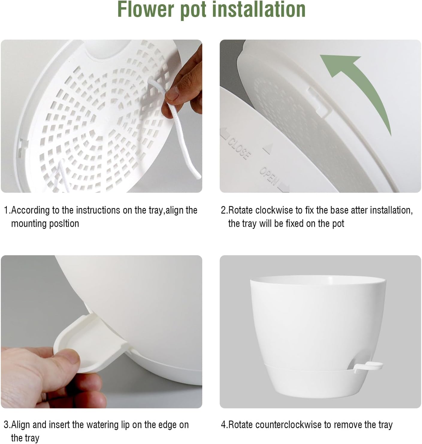 12/10/9 inch Large Self Watering Pots, Plant Pots with Mesh Drainage Holes for Indoor Outdoor Garden Plants, Flower Pots with Removable Deep Reservoir, Set of 3 Plastic Planters, White