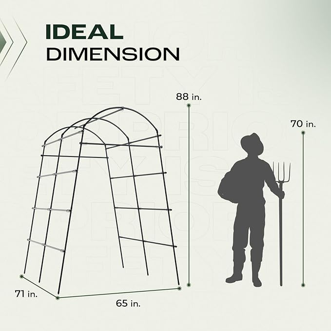 Idzo Garden Arch, 88in Tall Stainless Steel Tunnel Vegetable Trellis w PE Coating Protect Against Rust, Space-Saving & Durable for Climbing Plants Outdoor, Minimal Maintenance