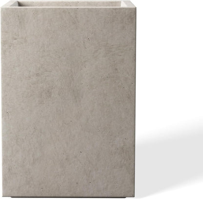 Kante 12.6" H Tall Rectangular Concrete Planters, Outdoor Indoor Lightweight Plant Pots with Drainage Hole and Rubber Plug, Modern Style for Home Garden Patio, Weathered Concrete