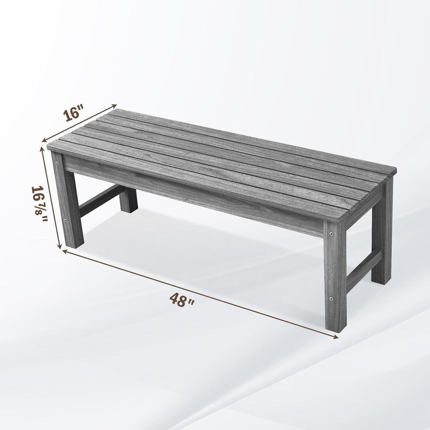 Psilvam 2-Person Outdoor Poly Lumber Patio Backless Bench, Fade-Resistant & Odor-Free Poly Lumber Patio Furniture, Weatherproof, Suitable for Garden, Porch and Park, 700 Lbs Support (1, Light Gray)