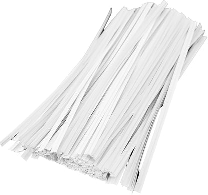 200PCS 6 Inch Kraft Paper Twist Ties, Reusable Cable Ties for Tying Bread, Plant Support, Bread Packaging, Candy Bags and Craft Projects (White)