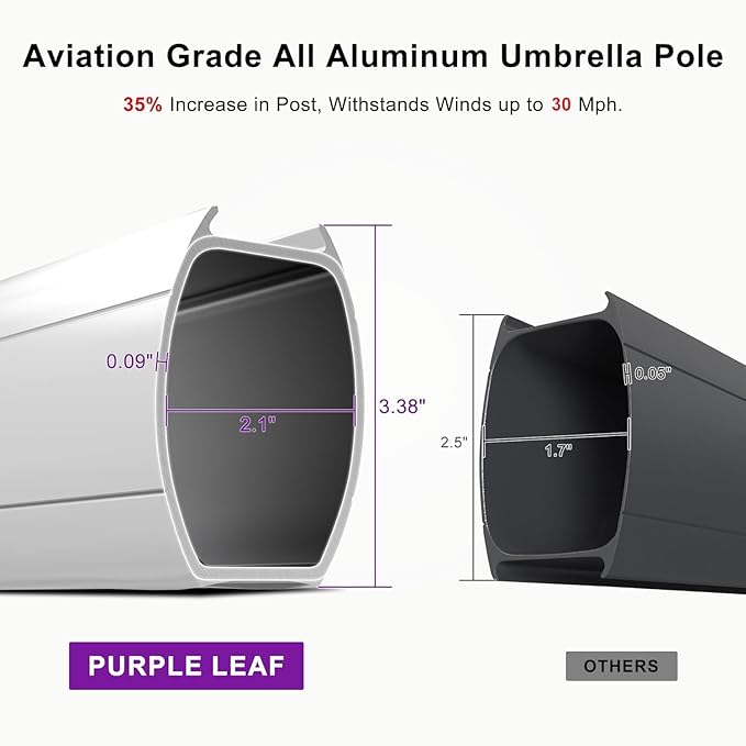 PURPLE LEAF 10ft Patio Umbrella Outdoor Square Large Cantilever Windproof Offset and Heavy Duty Sun Umbrella for Garden Deck Pool, Beige