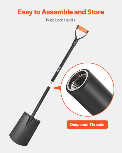 VEVOR Square Shovel, 48 in Heavy-Duty Flat Shovel, Transfer Shovels with Alloy Steel Blade and Non-Slip D-Handle, Detachable and Easy Storage, for Gardening, Construction, Digging, and Snow Shoveling