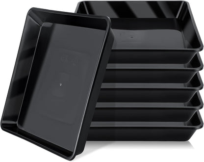 GREANER Plant Trays for Pots Square, 6 Inch Plant Drip Trays, Black Plant Plates to Catch Water Indoor Plants, Plant Tray for Indoor Outdoor Flower Pots and Planters, Bulk(6 PCS)