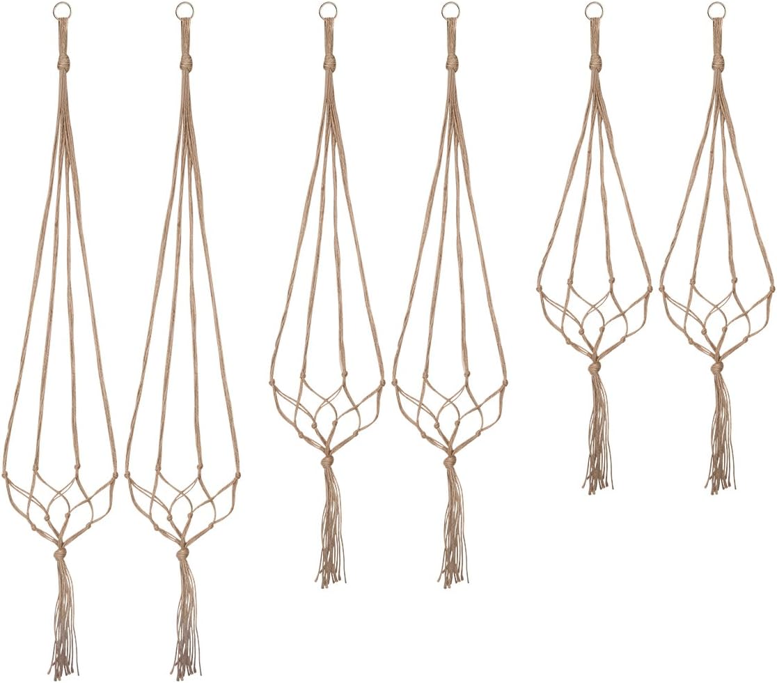 Plant Hangers Indoor Macrame Hanging Planter Holder 6 Pack, 3 Sizes