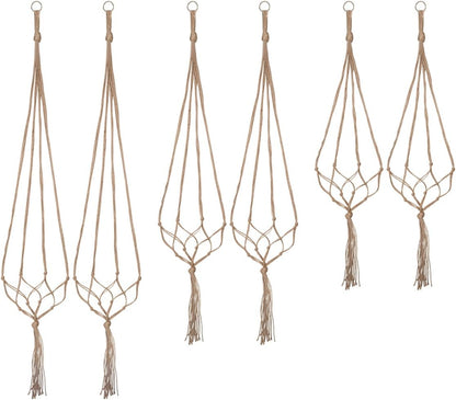 Plant Hangers Indoor Macrame Hanging Planter Holder 6 Pack, 3 Sizes