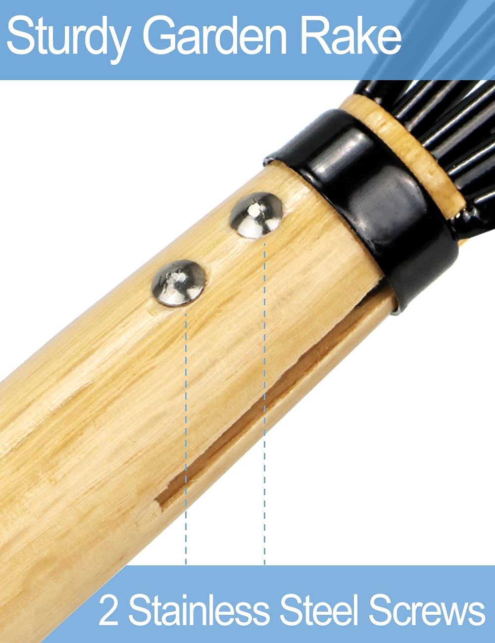 15" Gardeners Claw Rake | Military Grade Steel 6 Tines and Prime Wood Japanese Ninja Claw Garden Rake or Cultivator for Perfect Pulverized and Aerated Soil, Ergonomic Wooden Handle for Firm Grip